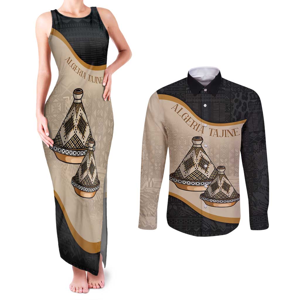 Algeria Tajine Dish Personalized Couples Matching Tank Maxi Dress and Long Sleeve Button Shirt with African Tribal Pattern LT9 - Wonder Print Shop