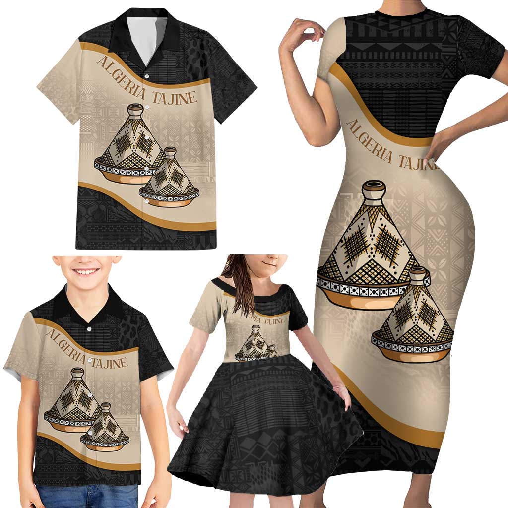 Algeria Tajine Dish Personalized Family Matching Short Sleeve Bodycon Dress and Hawaiian Shirt with African Tribal Pattern - Wonder Print Shop