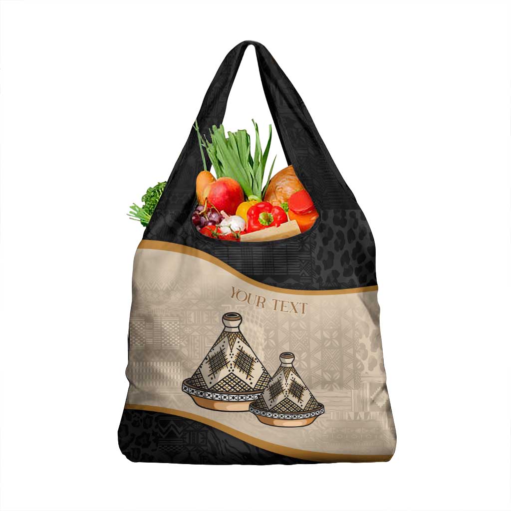 Algeria Tajine Dish Personalized Grocery Bag with African Tribal Pattern