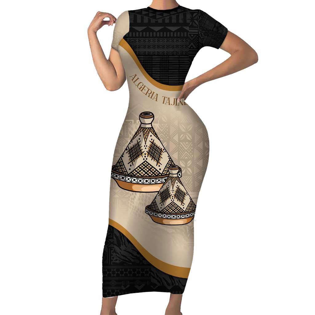 Algeria Tajine Dish Personalized Short Sleeve Bodycon Dress with African Tribal Pattern - Wonder Print Shop