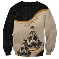 Unisex black and tan sweatshirt with tajine print and YOUR TEXT on back