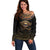 Egypt Eyes Of Horus Off Shoulder Sweater with Egyptian Hieroglyphs - Wonder Print Shop