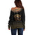 Egypt Eyes Of Horus Off Shoulder Sweater with Egyptian Hieroglyphs - Wonder Print Shop