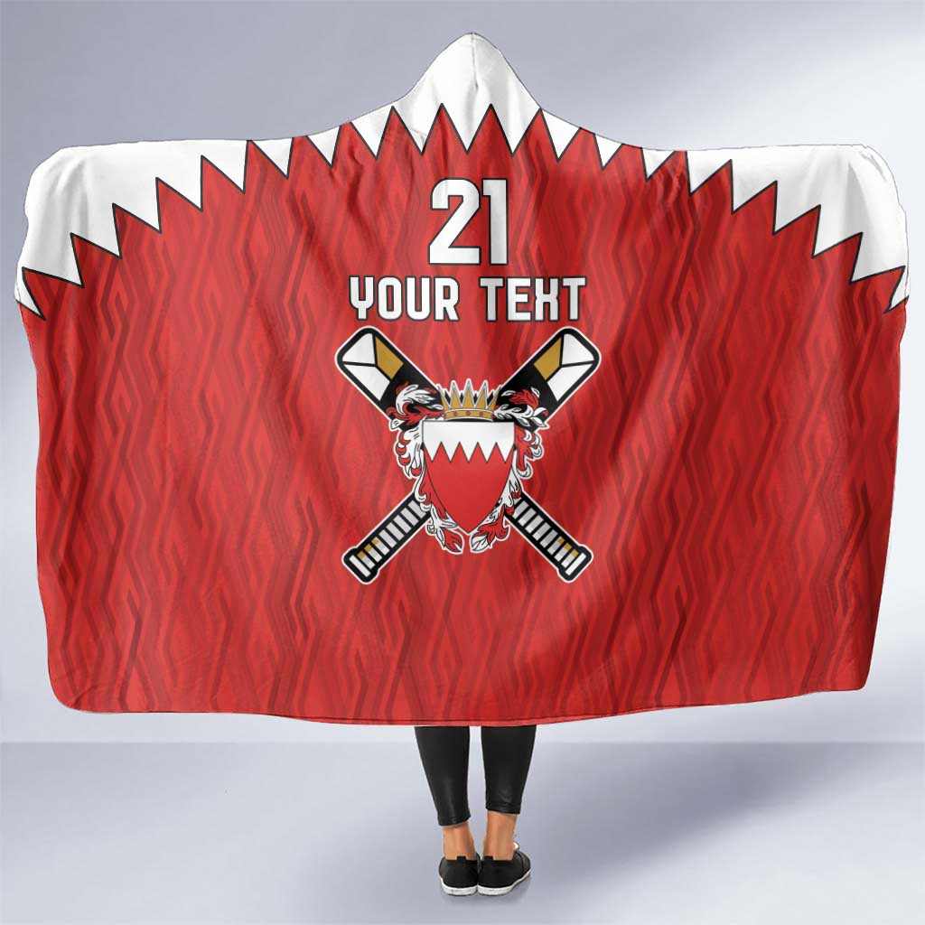 Custom Bahrain Cricket Hooded Blanket Coat of arms of Bahrain with Sporty Pattern