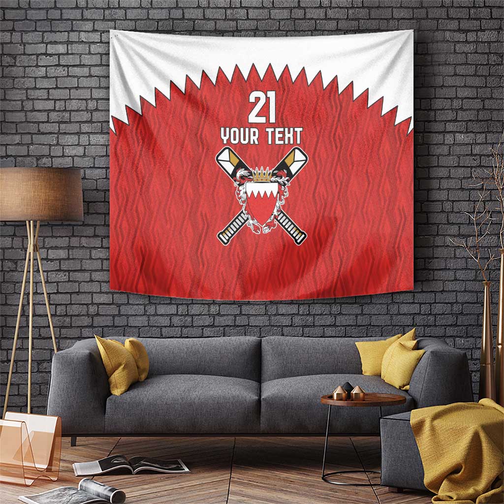 Custom Bahrain Cricket Tapestry Coat of arms of Bahrain with Sporty Pattern