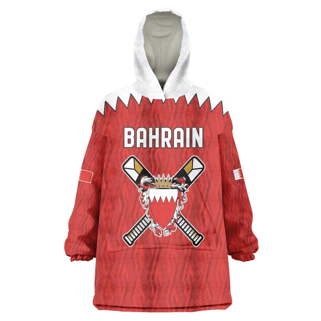 Custom Bahrain Cricket Wearable Blanket Hoodie Coat of arms of Bahrain with Sporty Pattern