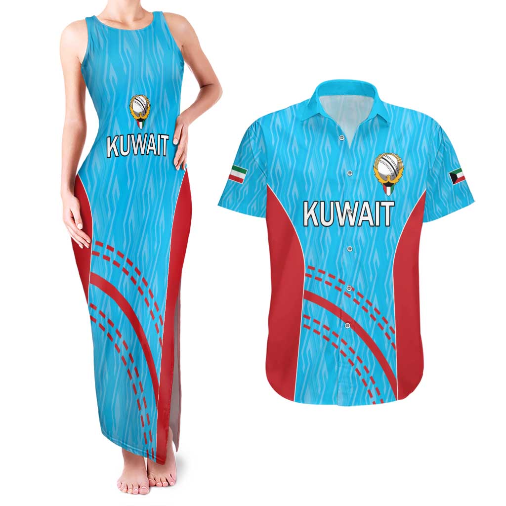 Custom Kuwait Cricket Couples Matching Tank Maxi Dress and Hawaiian Shirt Kuwayt Sporty Pattern LT9 - Wonder Print Shop