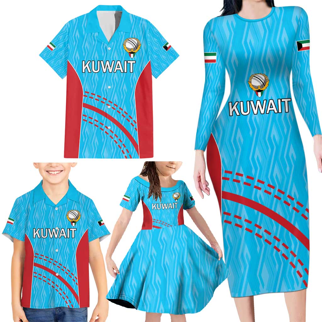 Custom Kuwait Cricket Family Matching Long Sleeve Bodycon Dress and Hawaiian Shirt Kuwayt Sporty Pattern LT9 - Wonder Print Shop