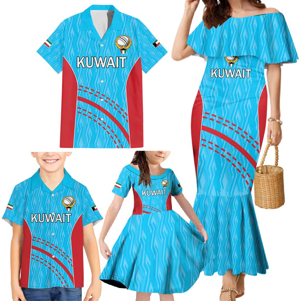 Custom Kuwait Cricket Family Matching Mermaid Dress and Hawaiian Shirt Kuwayt Sporty Pattern LT9 - Wonder Print Shop