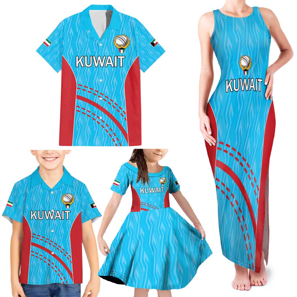 Custom Kuwait Cricket Family Matching Tank Maxi Dress and Hawaiian Shirt Kuwayt Sporty Pattern - Wonder Print Shop