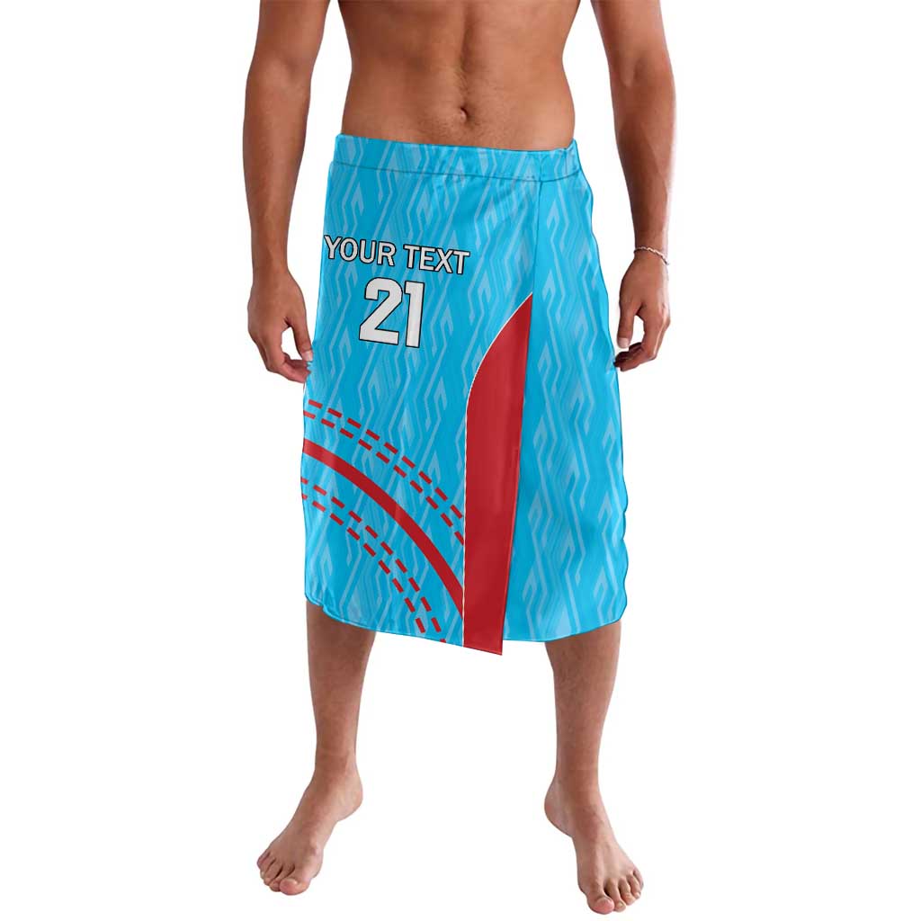 Men's blue patterned cricket shorts with elastic waist, drawstring, number 21 print