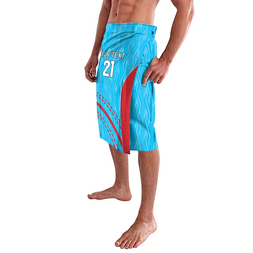 Men's blue patterned cricket shorts with number 21, side graphic and vent