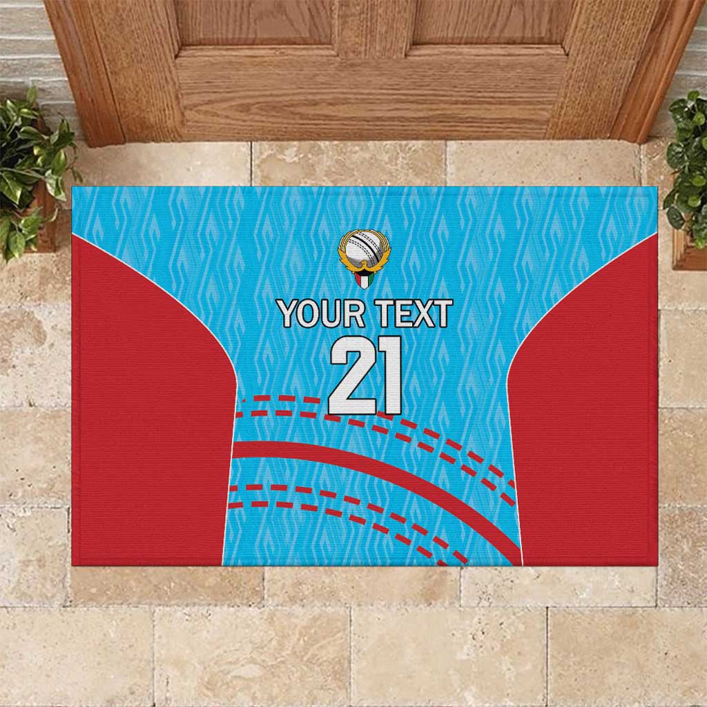 Custom Kuwait Cricket Rubber Doormat Kuwayt Sporty Pattern - Wonder Print Shop