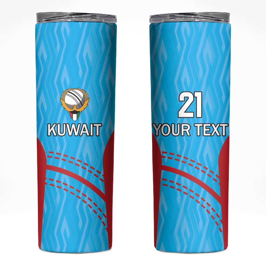 Custom Kuwait Cricket Skinny Tumbler Kuwayt Sporty Pattern - Wonder Print Shop