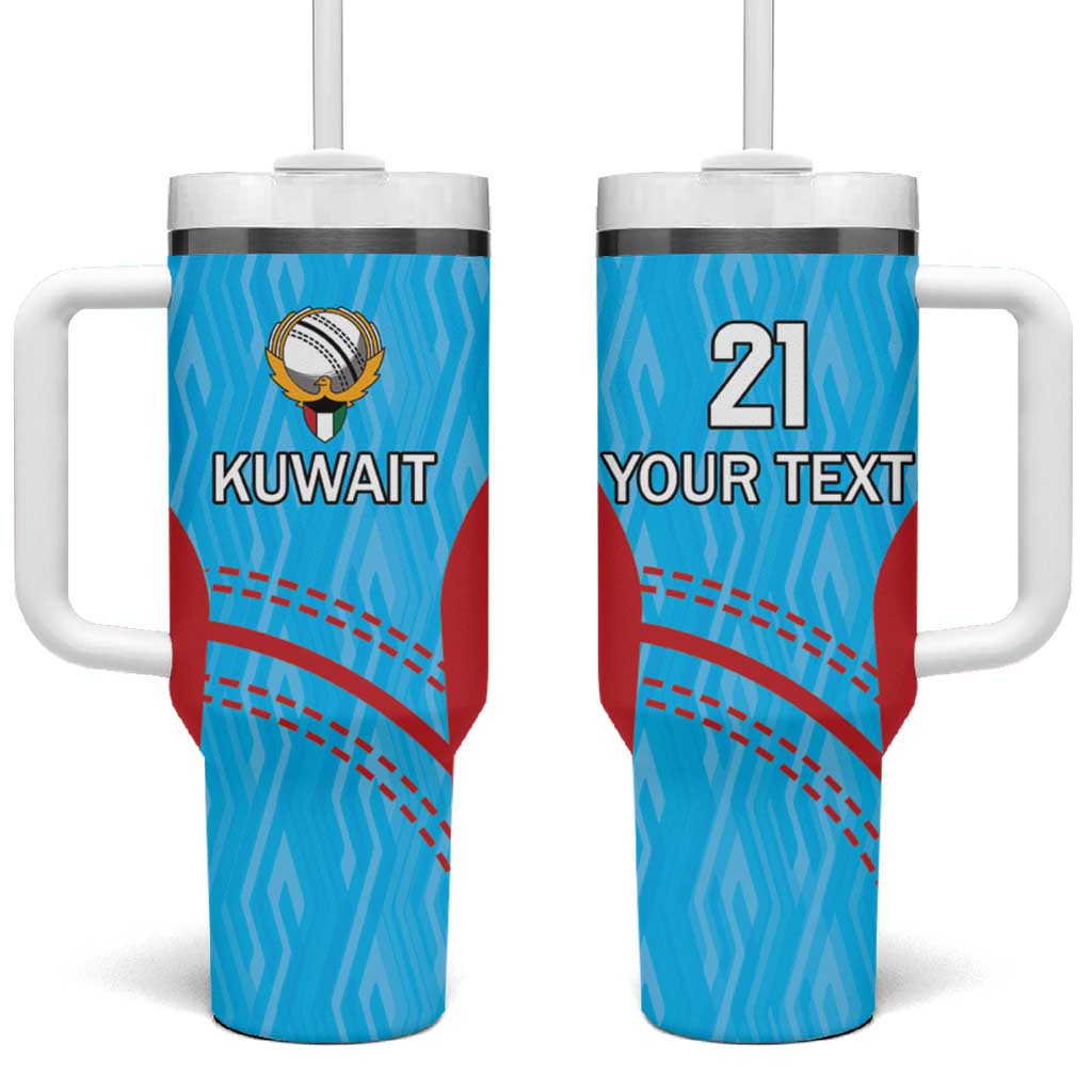 Custom Kuwait Cricket Tumbler With Handle Kuwayt Sporty Pattern - Wonder Print Shop