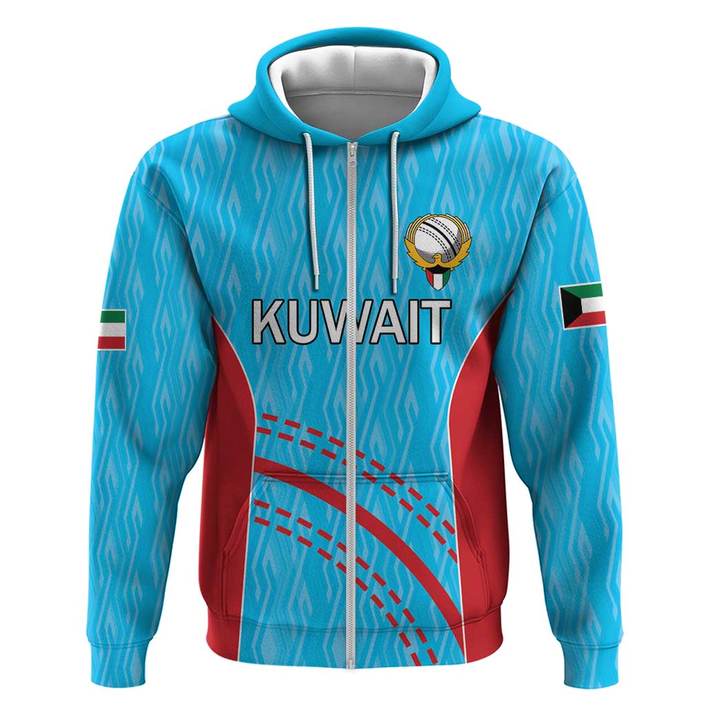 Custom Kuwait Cricket Zip Hoodie Kuwayt Sporty Pattern - Wonder Print Shop