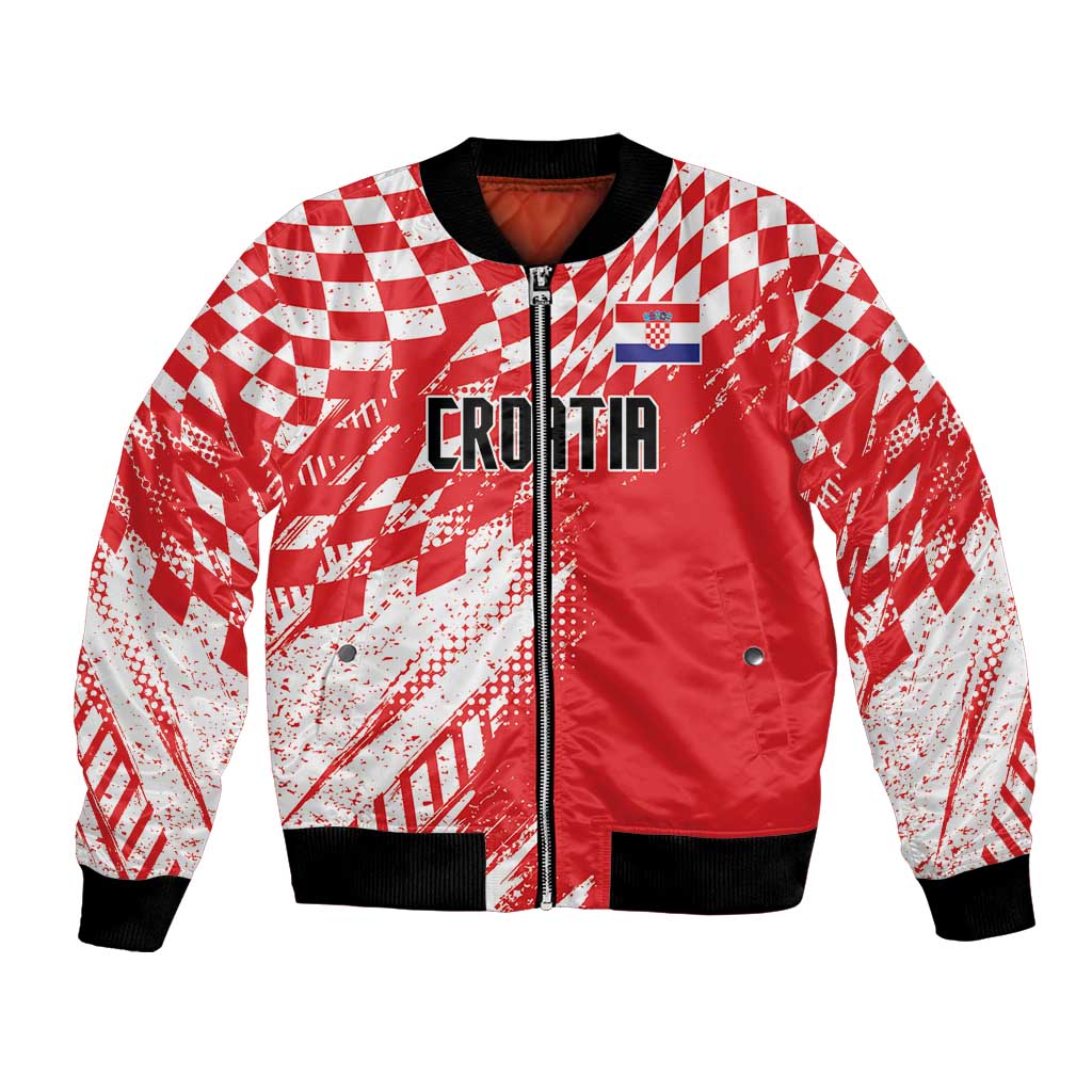 Croatia Rugby Custom Bomber Jacket Chessboard with Sporty Pattern LT9 - Wonder Print Shop