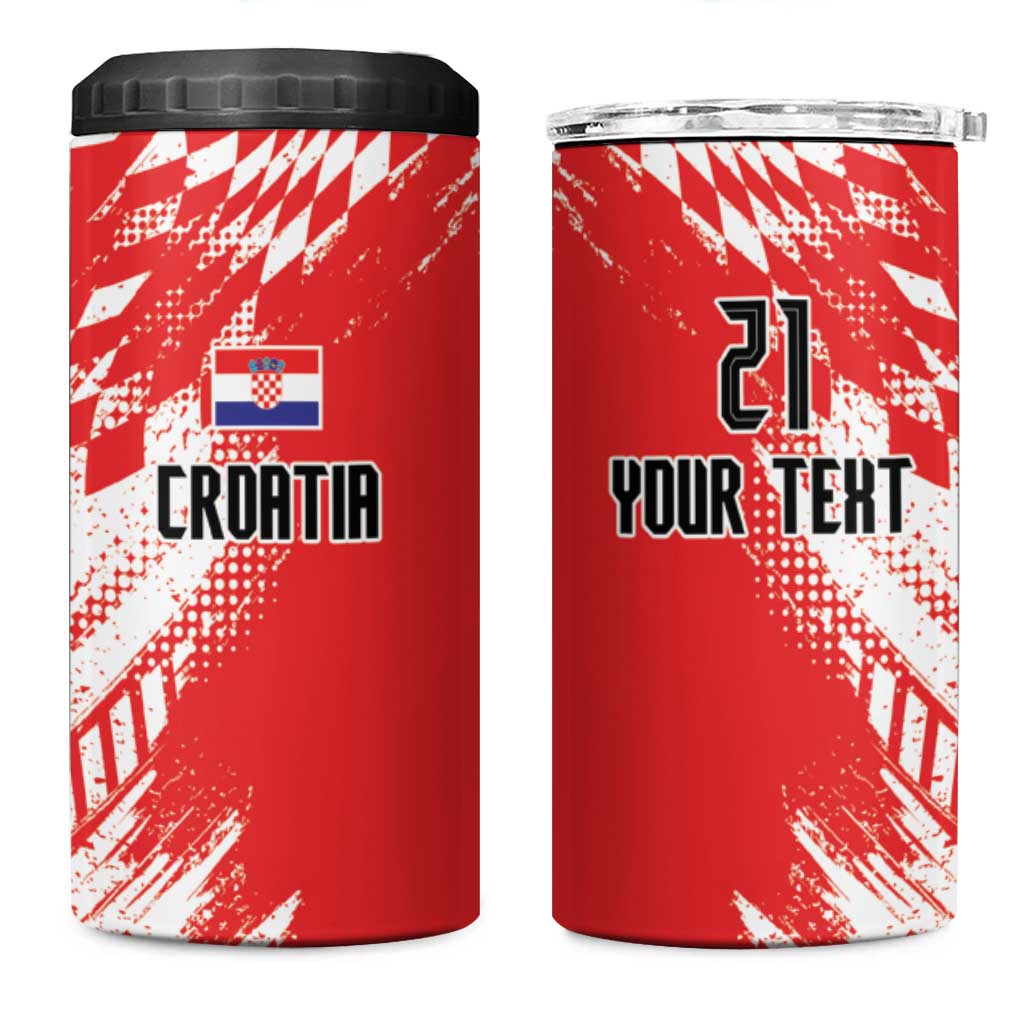 Croatia Rugby Custom 4 in 1 Can Cooler Tumbler Chessboard with Sporty Pattern LT9 - Wonder Print Shop