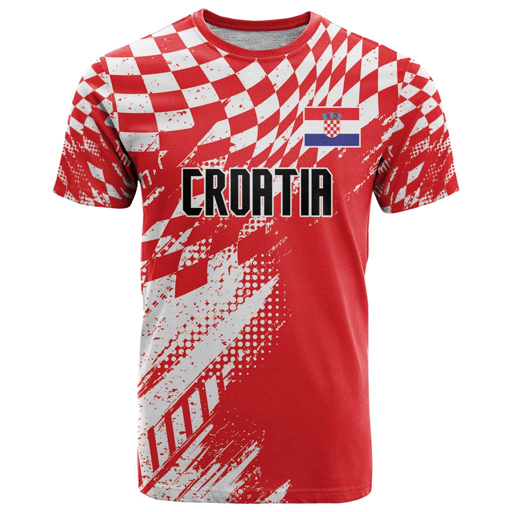 Croatia Rugby Custom T Shirt Chessboard with Sporty Pattern - Wonder Print Shop