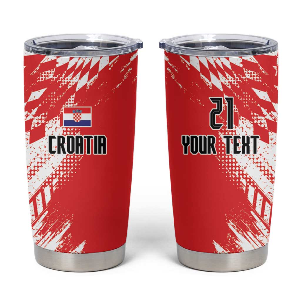 Croatia Rugby Custom Tumbler Cup Chessboard with Sporty Pattern - Wonder Print Shop