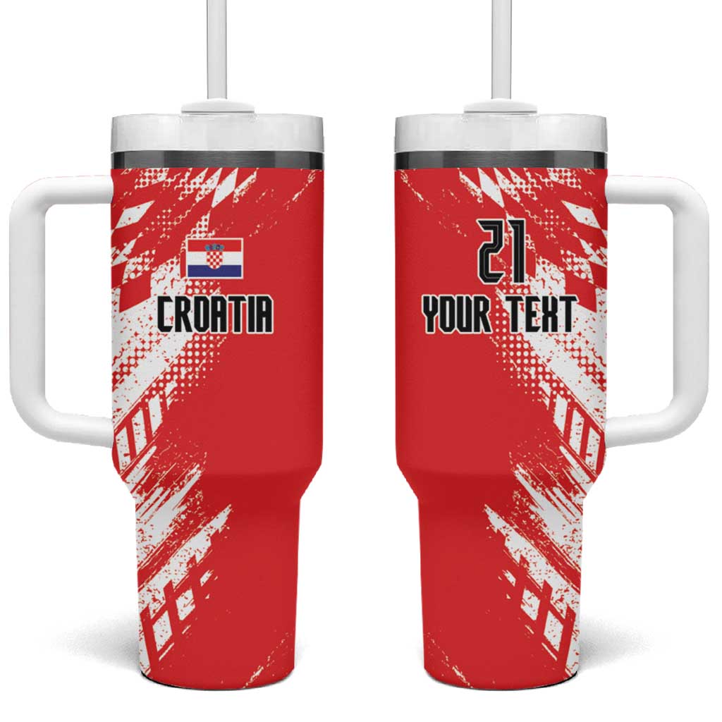 Croatia Rugby Custom Tumbler With Handle Chessboard with Sporty Pattern - Wonder Print Shop