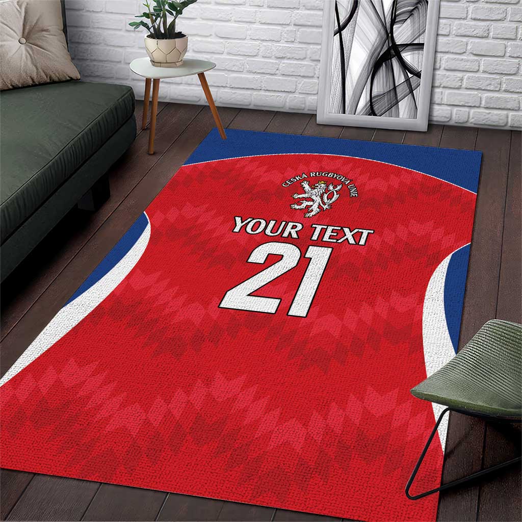 Czech Republic Rugby Custom Area Rug Silver Double-tailed Lion Sporty Pattern LT9 - Wonder Print Shop