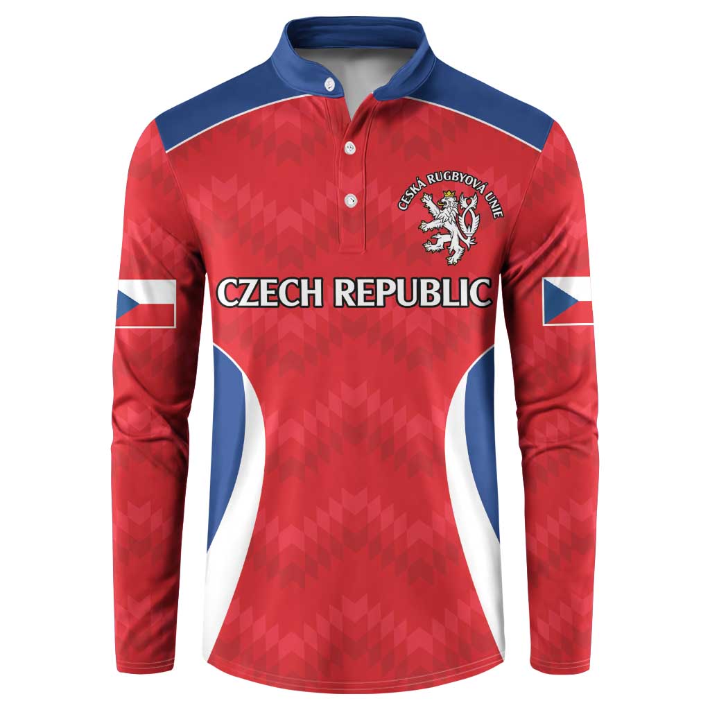 Czech Republic Rugby Custom Button Sweatshirt Silver Double-tailed Lion Sporty Pattern LT9 - Wonder Print Shop