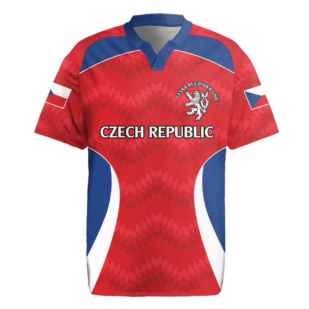 Czech Republic Rugby Custom Rugby Jersey Silver Double-tailed Lion Sporty Pattern - Wonder Print Shop