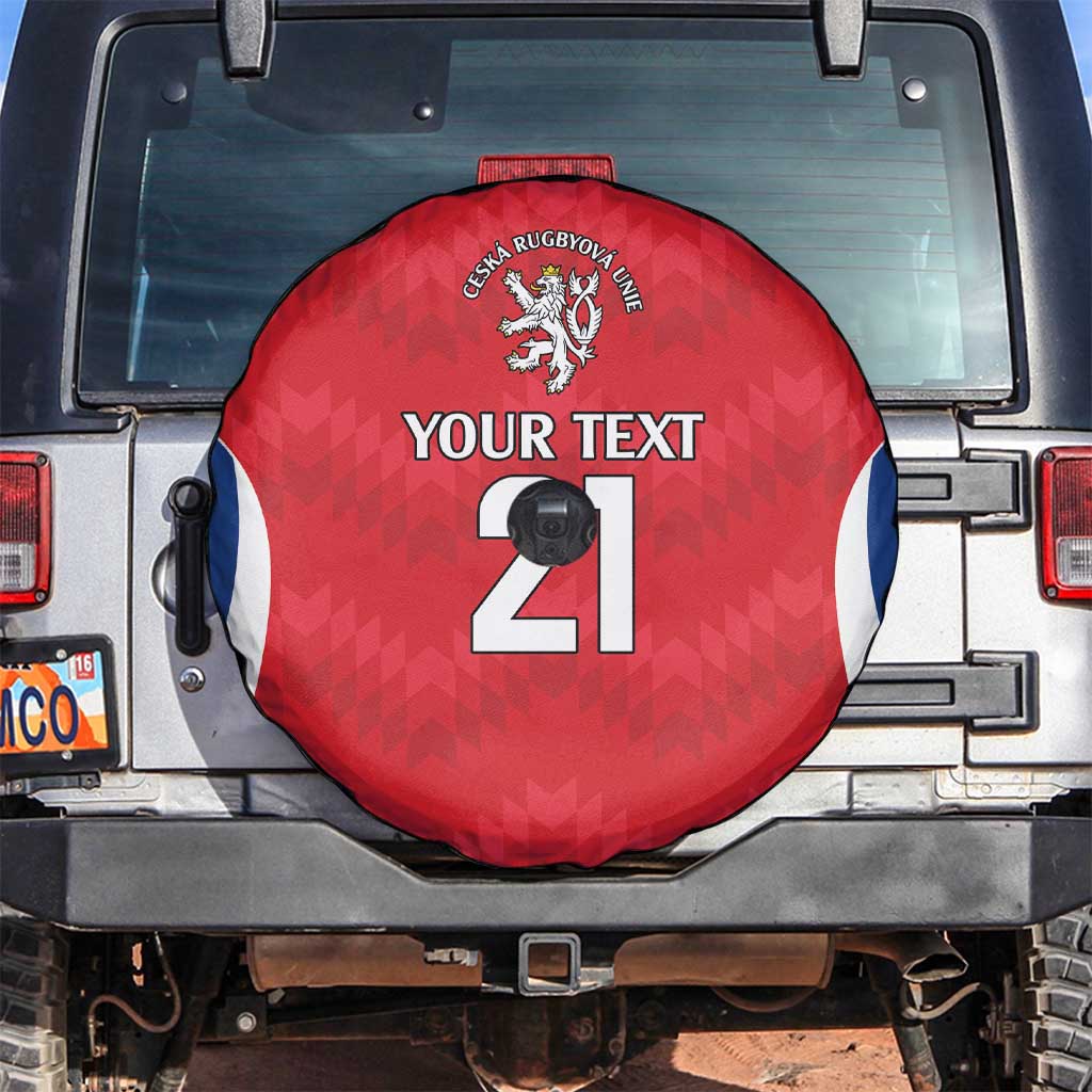 Czech Republic Rugby Custom Spare Tire Cover Silver Double-tailed Lion Sporty Pattern - Wonder Print Shop