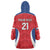 Czech Republic Rugby Custom Wearable Blanket Hoodie Silver Double-tailed Lion Sporty Pattern