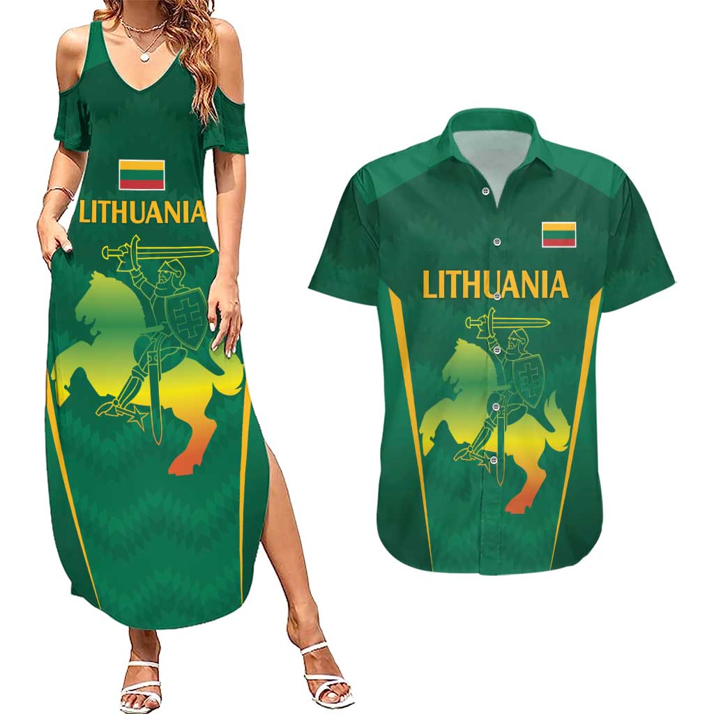 Lithuania Rugby Custom Couples Matching Summer Maxi Dress and Hawaiian Shirt Lietuvos Nacionaline Regbio Sąjungos Komanda LT9 - Wonder Print Shop