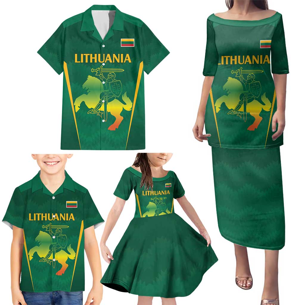 Lithuania Rugby Custom Family Matching Puletasi and Hawaiian Shirt Lietuvos Nacionaline Regbio Sąjungos Komanda - Wonder Print Shop