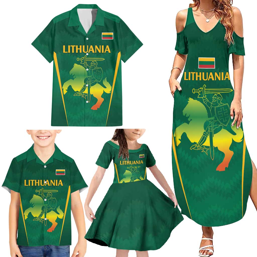 Lithuania Rugby Custom Family Matching Summer Maxi Dress and Hawaiian Shirt Lietuvos Nacionaline Regbio Sąjungos Komanda - Wonder Print Shop