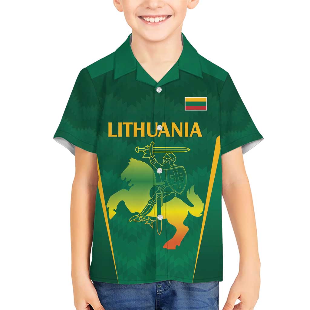 Lithuania Rugby Custom Kid Hawaiian Shirt Lietuvos Nacionaline Regbio Sąjungos Komanda - Wonder Print Shop