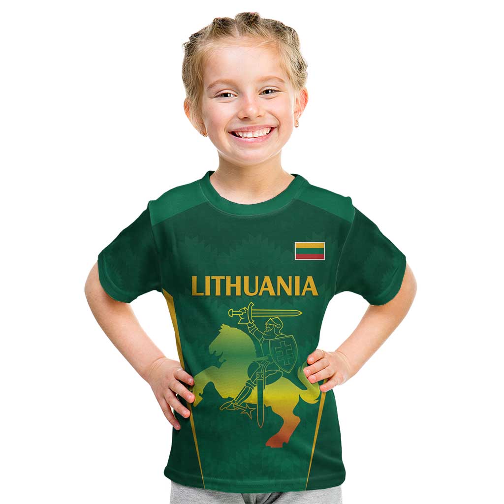 Lithuania Rugby Custom Kid T Shirt Lietuvos Nacionaline Regbio Sąjungos Komanda - Wonder Print Shop