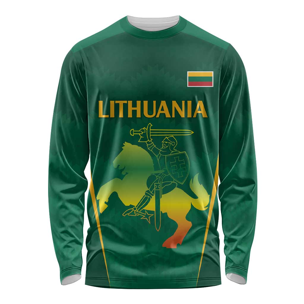 Lithuania Rugby Custom Long Sleeve Shirt Lietuvos Nacionaline Regbio Sąjungos Komanda - Wonder Print Shop