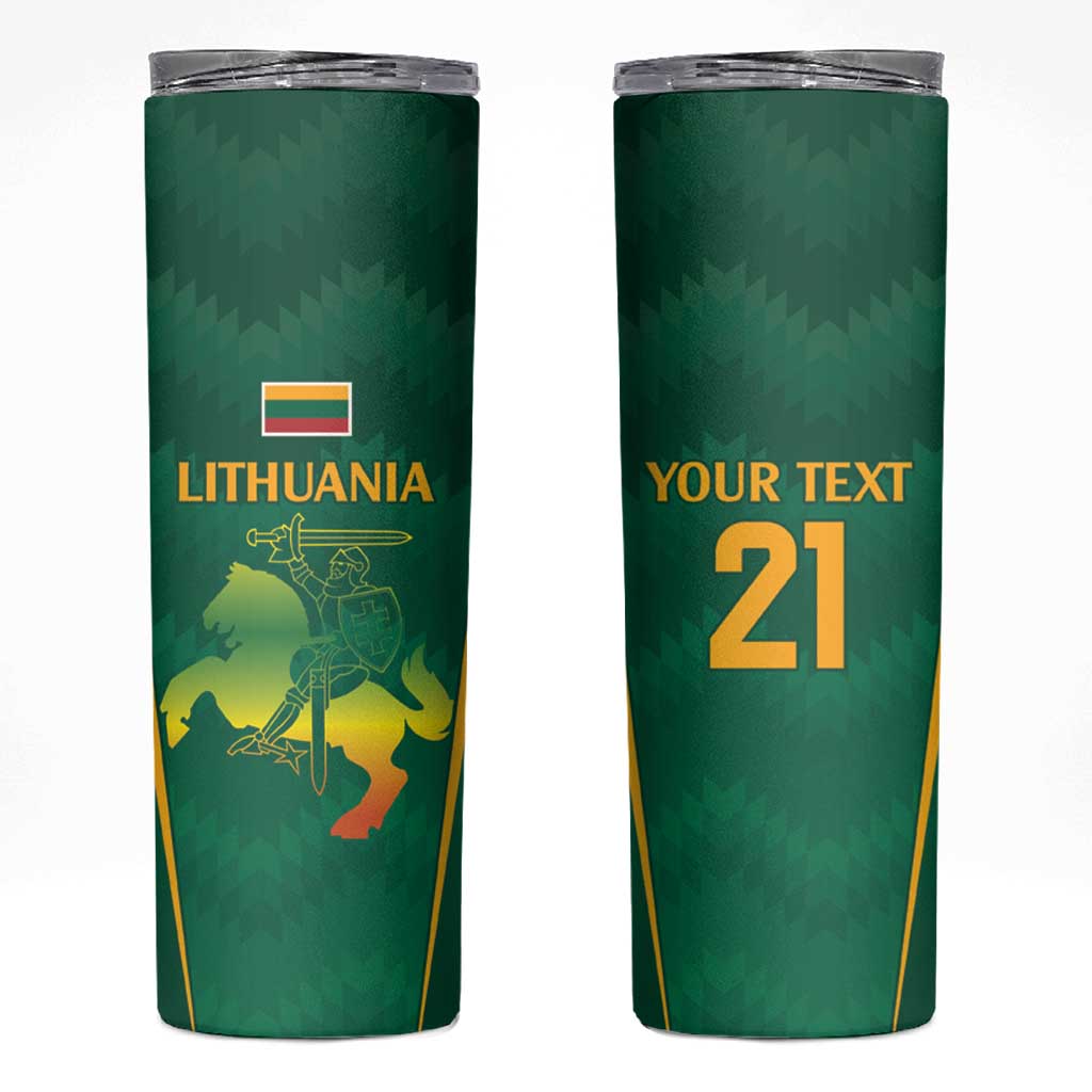 Lithuania Rugby Custom Skinny Tumbler Lietuvos Nacionaline Regbio Sąjungos Komanda - Wonder Print Shop