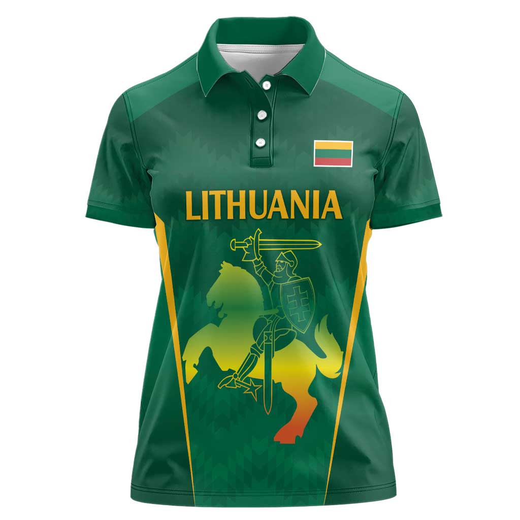 Lithuania Rugby Custom Women Polo Shirt Lietuvos Nacionaline Regbio Sąjungos Komanda - Wonder Print Shop