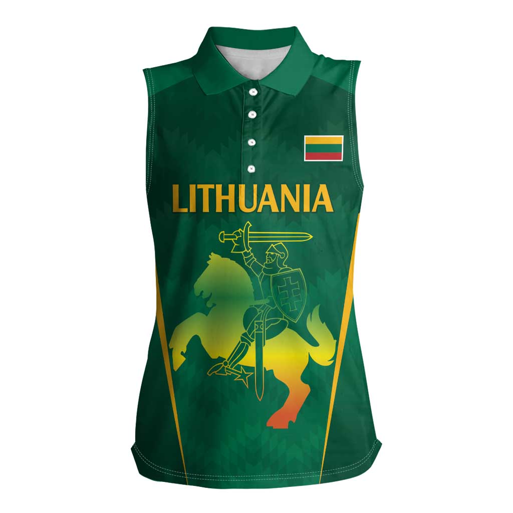 Lithuania Rugby Custom Women Sleeveless Polo Shirt Lietuvos Nacionaline Regbio Sąjungos Komanda - Wonder Print Shop