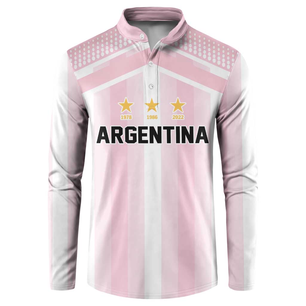 Vamos Argentina WC26 Custom Button Sweatshirt Vamos Argentina History Champions Pink - Wonder Print Shop
