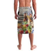 Personalized lavalava-style shorts with arena view, horses, rose flowers, elastic waist