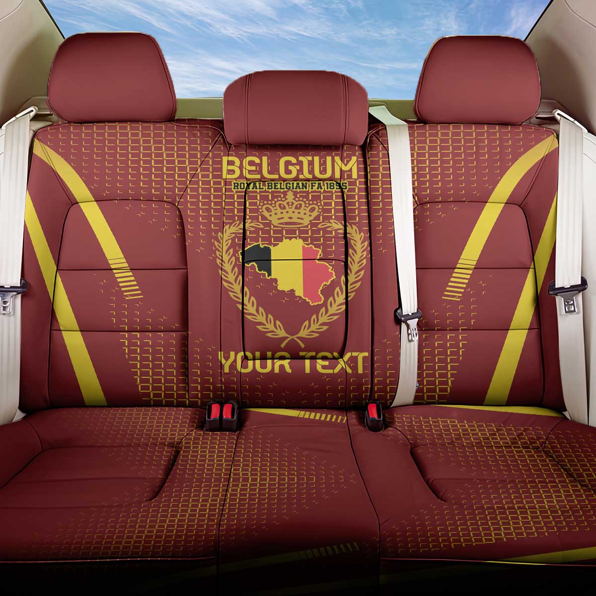 Custom Belgium Football Back Car Seat Cover Royal Belgian 1895 with Map Style LT9 - Wonder Print Shop