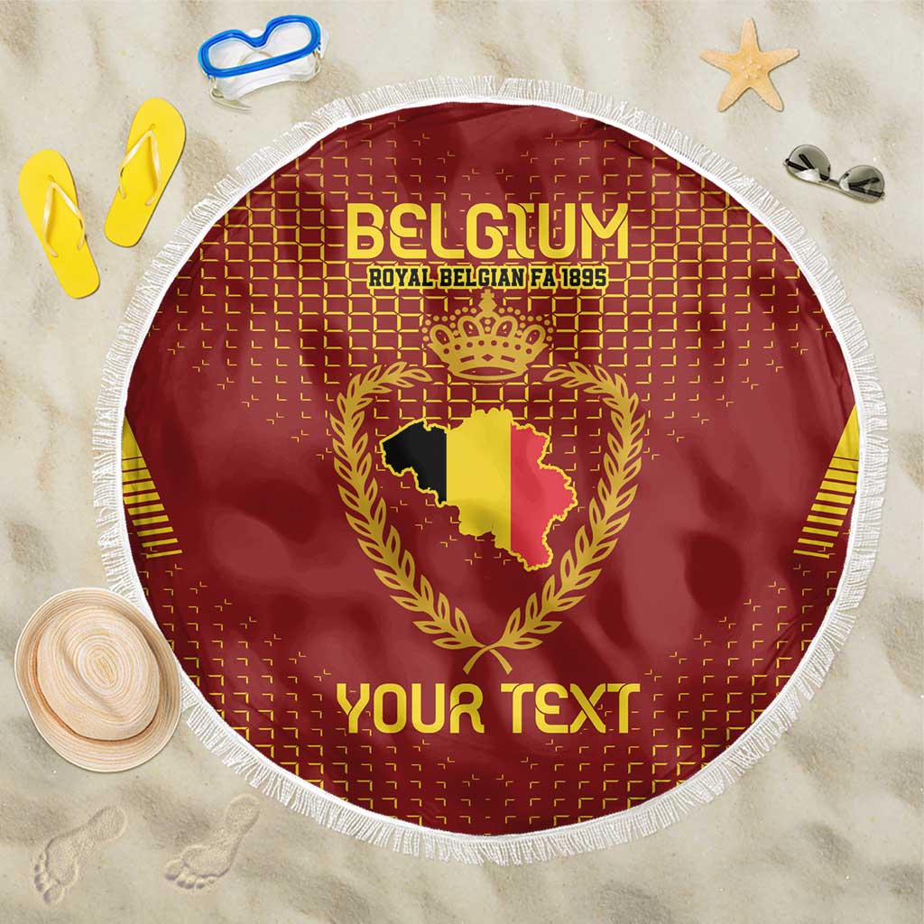 Custom Belgium Football Beach Blanket Royal Belgian 1895 with Map Style LT9 - Wonder Print Shop