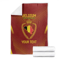 Red Belgium football blanket folded with gold crest and map-style emblem, 'YOUR TEXT'