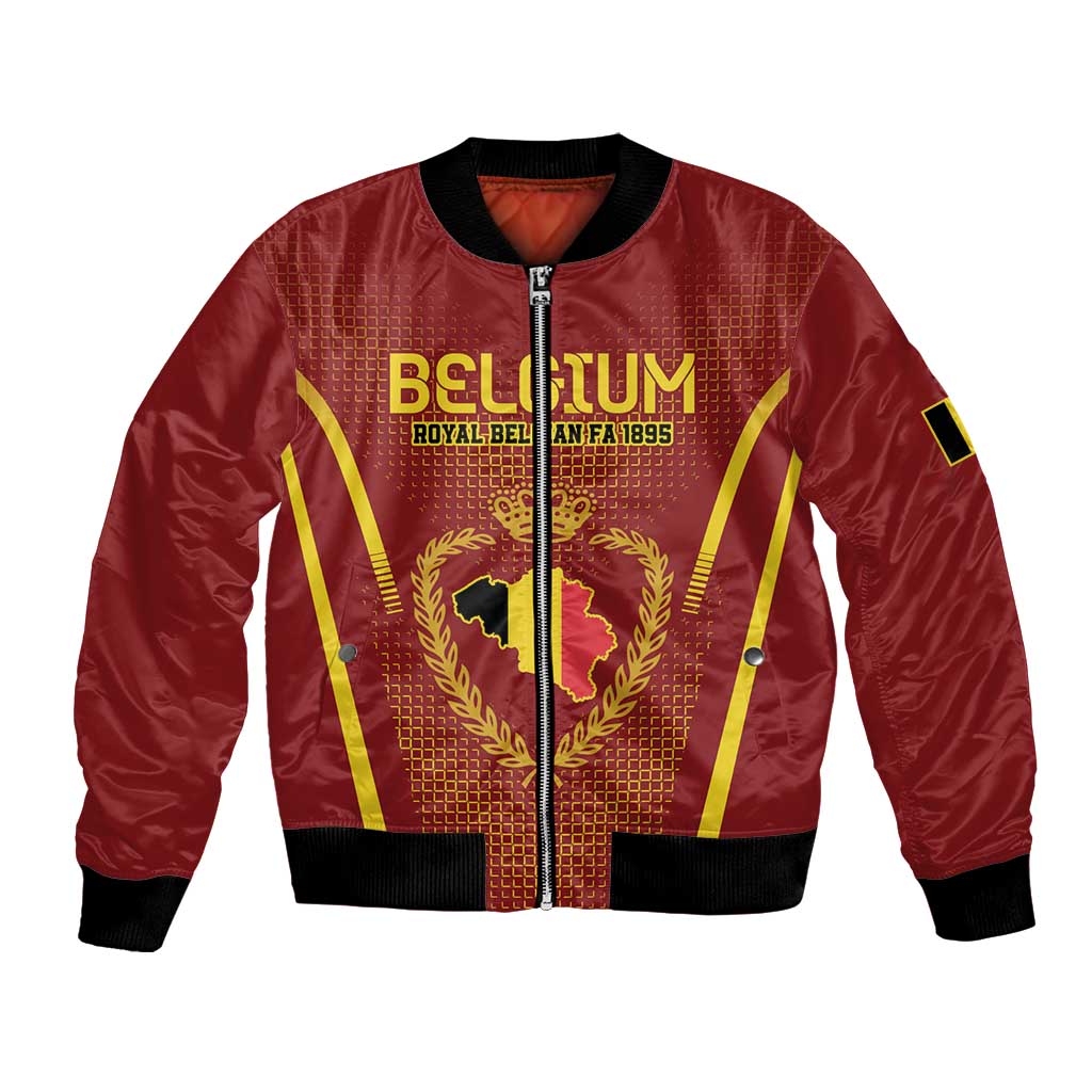 Custom Belgium Football Bomber Jacket Royal Belgian 1895 with Map Style LT9 - Wonder Print Shop