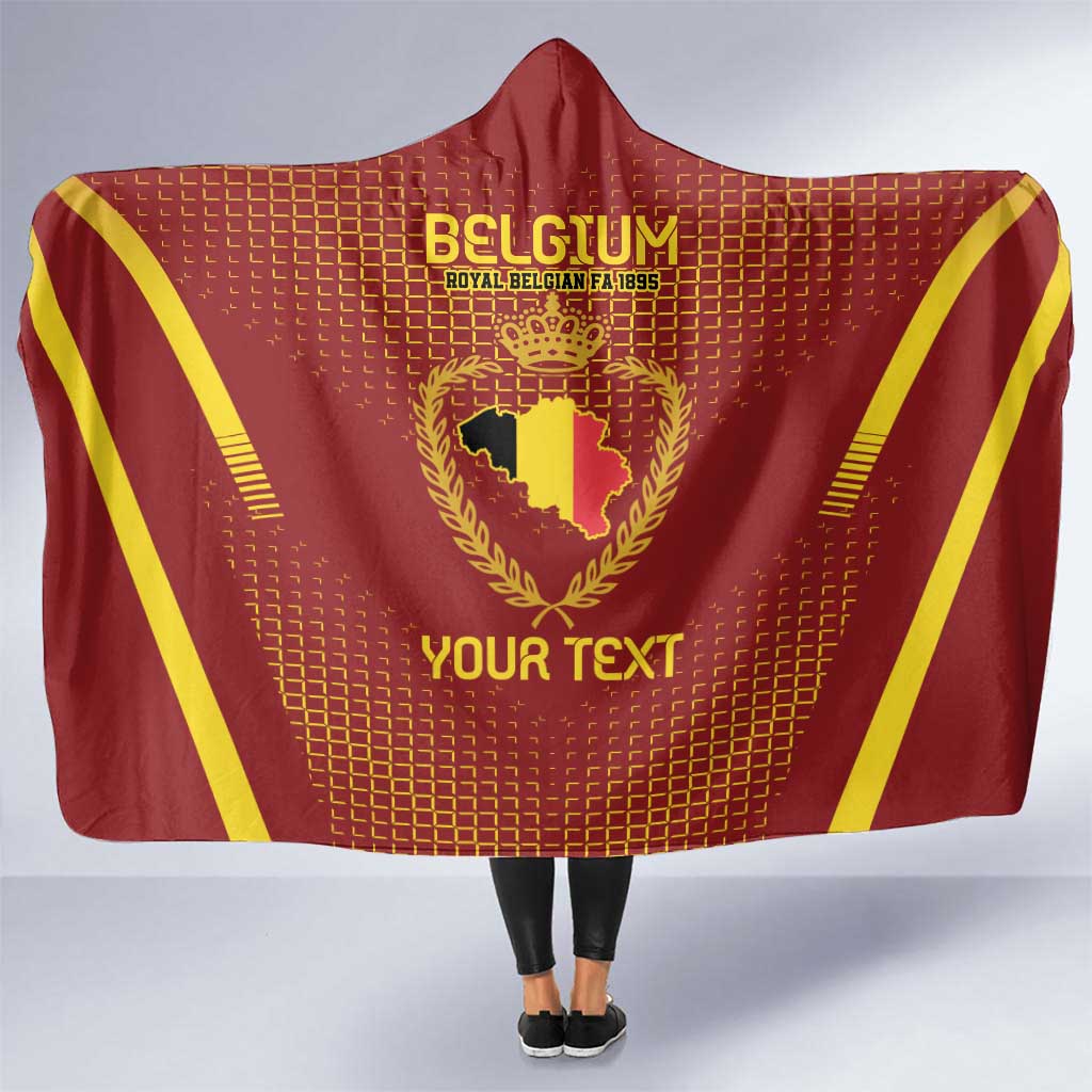 Custom Belgium Football Hooded Blanket Royal Belgian 1895 with Map Style