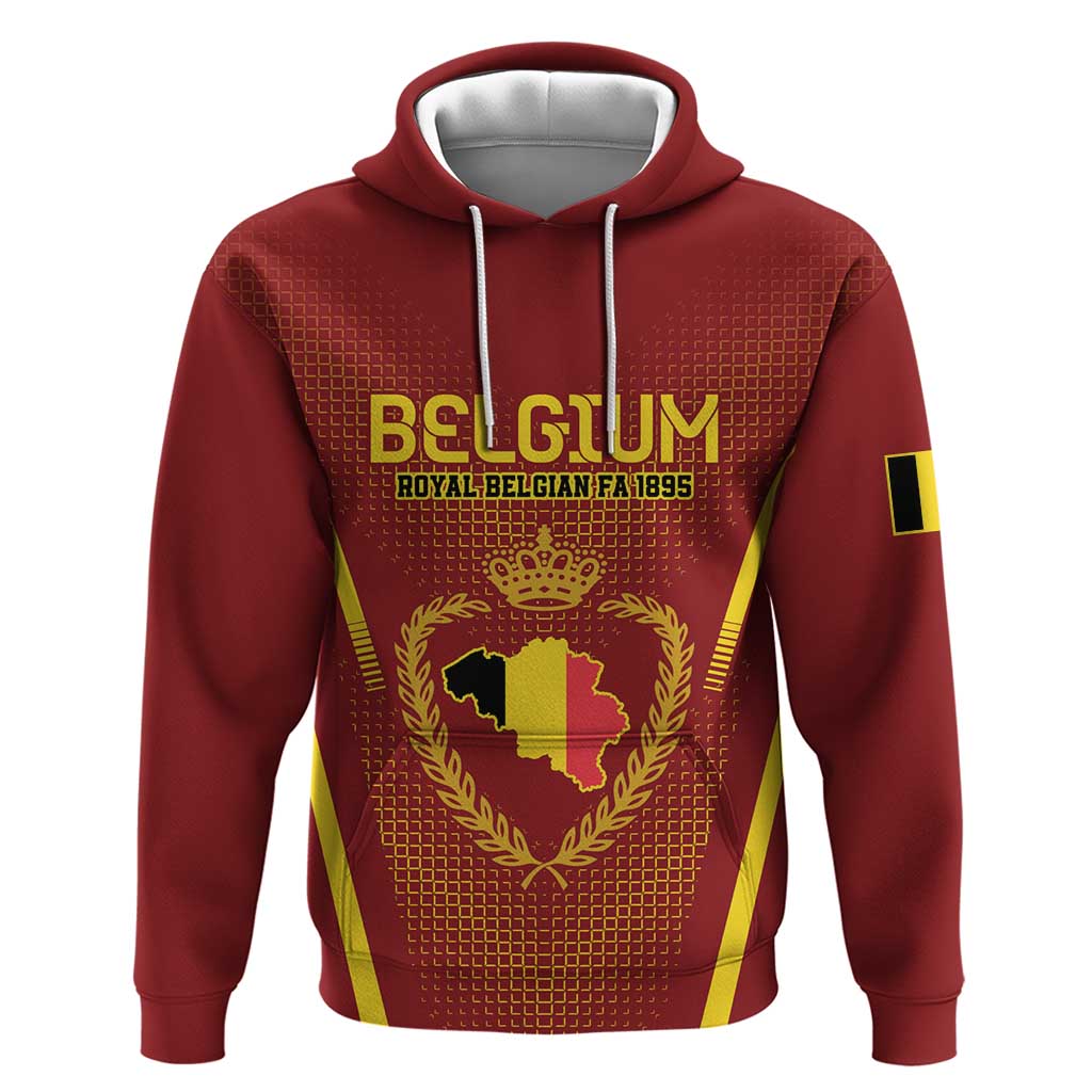 Custom Belgium Football Hoodie Royal Belgian 1895 with Map Style - Wonder Print Shop