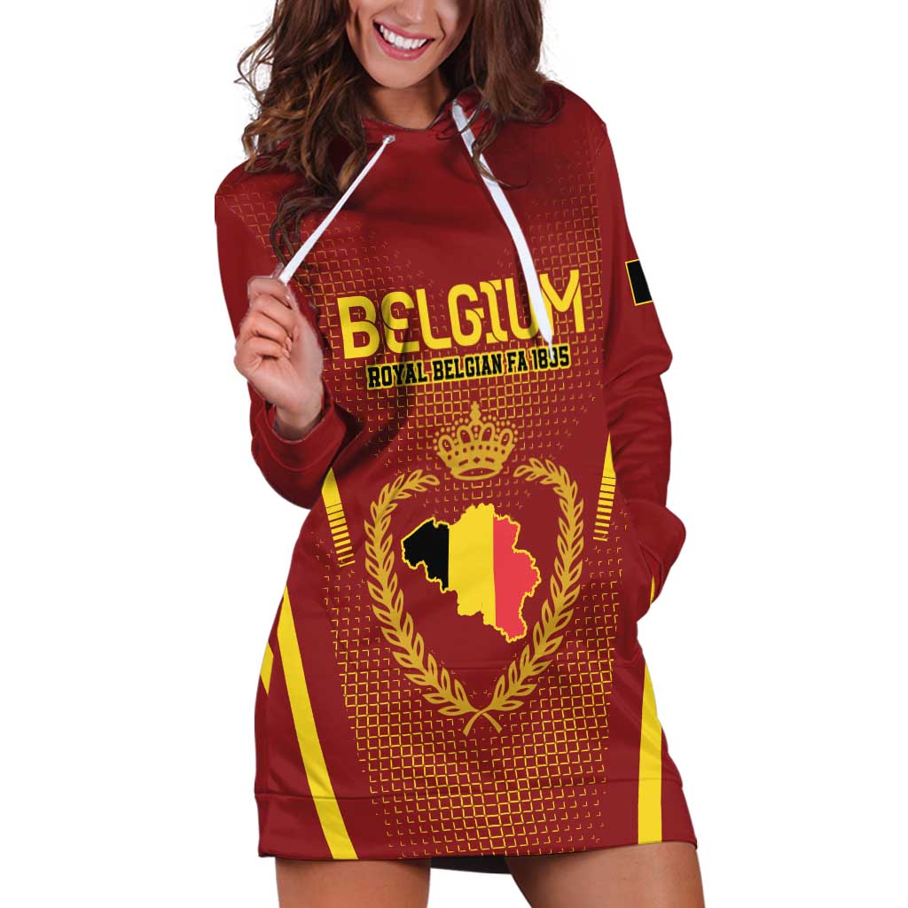 Custom Belgium Football Hoodie Dress Royal Belgian 1895 with Map Style - Wonder Print Shop