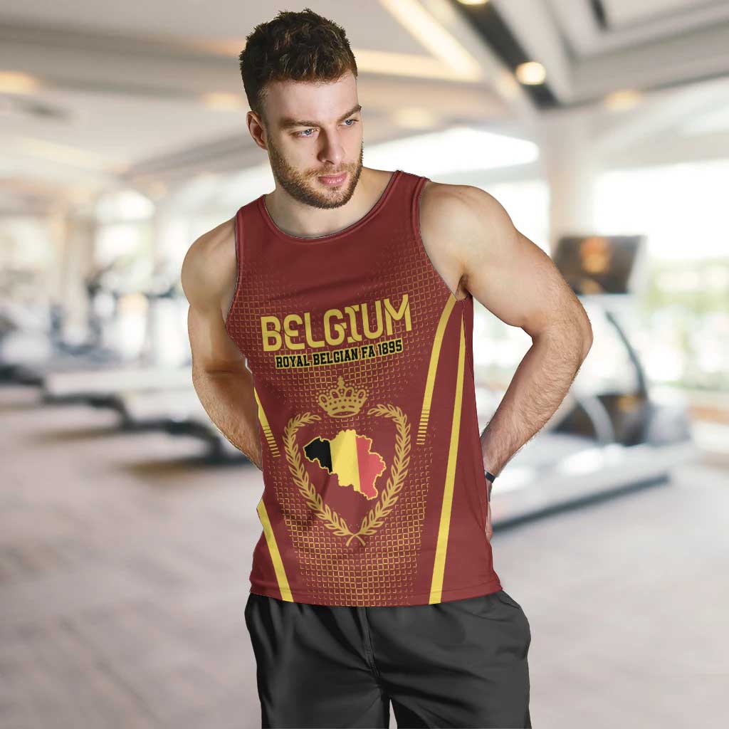 Custom Belgium Football Men Tank Top Royal Belgian 1895 with Map Style - Wonder Print Shop