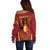 Custom Belgium Football Off Shoulder Sweater Royal Belgian 1895 with Map Style - Wonder Print Shop